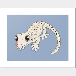 Crested Gecko, White Dalmatian with yellow spots Posters and Art